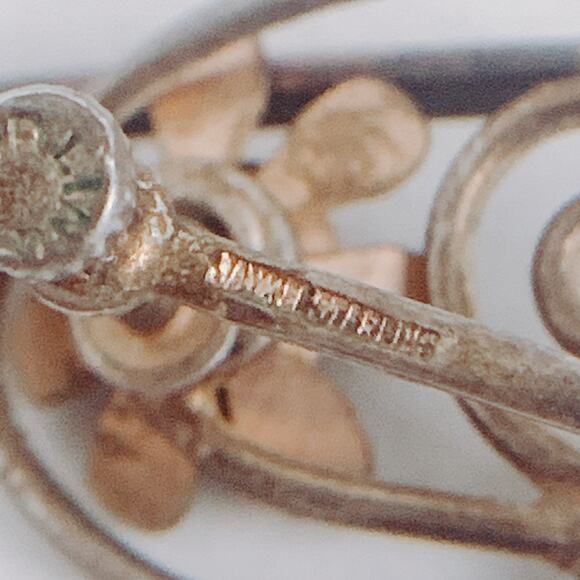 VTG Signed Jaykel Sterling Silver Floral Brooch & Earrings Set, 1940s 1950s MCM - Picture 10 of 16